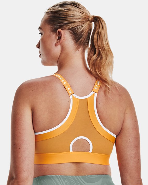 Women's UA Infinity Low Covered Sports Bra, Yellow, pdpMainDesktop image number 7